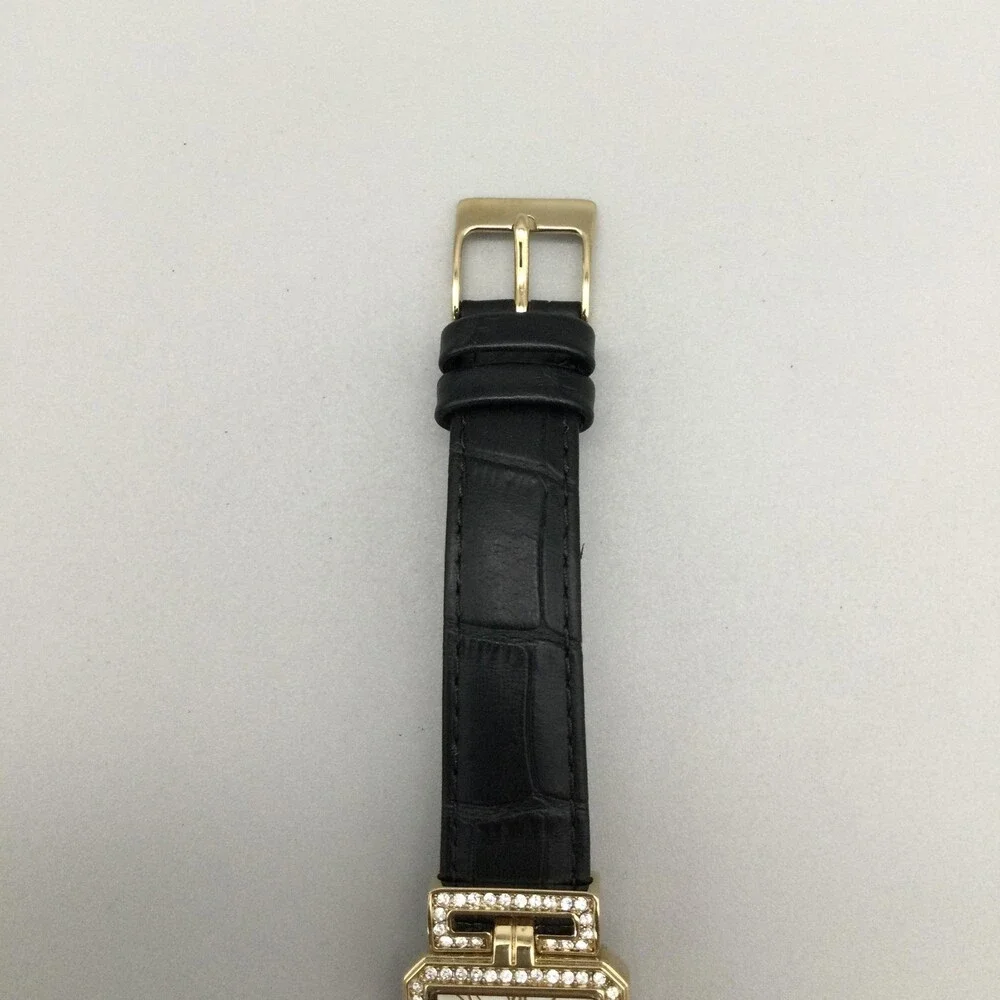 Anne Klein Womens Watch 24mm Gold Tone Crystals Leather AK/2396 New Battery